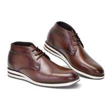 Bota Sapato Masculino de Couro Pu Derby Oxford Cano Alto Macio