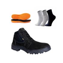 Bota Segurança Sapato Solado Borracha + Palmilha Gel + Meia