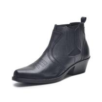 Bota Semi-country Vaqueiro Couro Legítimo Cla Cle - V03 - Preta