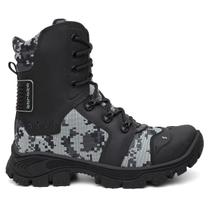 Bota Shelga Commander Couro Legítimo e Lona Reforçada - Cinza Camuflada Bota Shelga Commander Couro Legítimo e Lona Reforçada - Cinza Camuflada