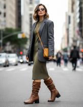 Bota Slouch Mississipi Cano Médio Salto Bloco Feminino J0831 Bota Slouch Mississipi Cano Médio Salto Bloco Feminino J0831