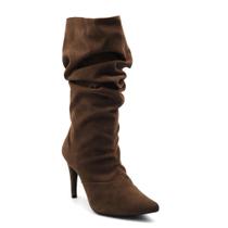 Bota Slouchy Feminina Casual Cano Médio Elegante Salto Alto Marrom Bota Slouchy Feminina Casual Cano Médio Elegante Salto Alto Marrom