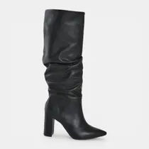 Bota Slouchy Via Marte De Couro Preto Bota Slouchy Via Marte De Couro Preto