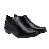 Bota Social Casual Masculina Cano Curto Lisa Zíper Salto Quadrado