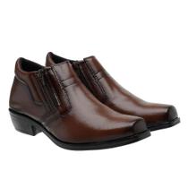 Bota Social Casual Masculina Cano Curto Lisa Zíper Salto Quadrado