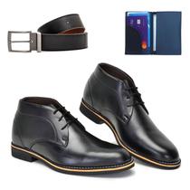 Bota Social Casual Oxford Derby + Carteira e Cinto 1024B