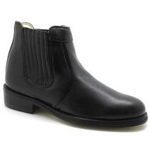 Bota Social Centuria Cano Curto Elastico Couro Preto