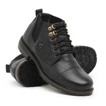 Bota Social em Couro Coturno Casual Masculino Botinha