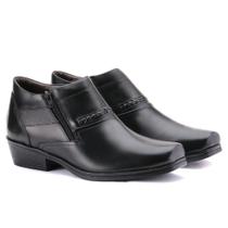 Bota Social em Couro Masculina Zíper Lateral Detalhe Trançado Bico Quadrado Confortável Bota Social em Couro Masculina Zíper Lateral Detalhe Trançado Bico Quadrado Confortável