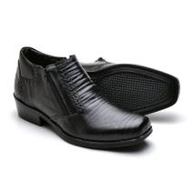Bota Social em Couro Masculino Cano Curto Zíper Detalhe Costura Manual Elegante Confortável