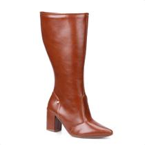 Bota Social Feminina Cano Alto Bico Fino Salto Alto Bloco