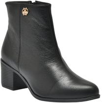 Bota Social Feminina Cano Curto Couro Tendência 066-010 Via Marte
