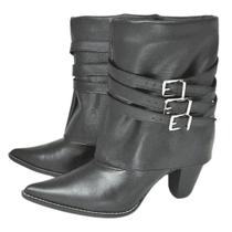 Bota Social Feminina, em couro - Ref 554 Via Telli