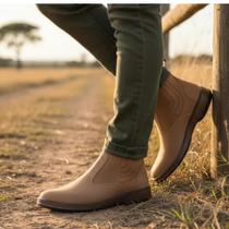 Bota Social Masculina Botina Em Couro Nobuck Botinha Solado Costurado Reforçada Forte 2520 Rato
