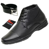 Bota Social Masculina Cano Baixo Casual Ortopédica De Couro + Cinto + Porta Cartão Bota Social Masculina Cano Baixo Casual Ortopédica De Couro + Cinto + Porta Cartão