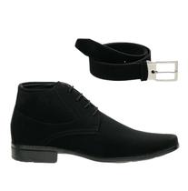 Bota Social Masculina Confortável Elegante Moderna Com Cinto Nobuck