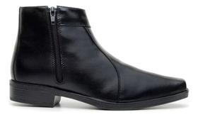 Bota Social Masculina Preta Cano Médio Solado De Borracha