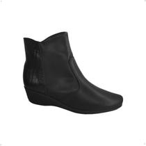 Bota social Piccadilly salto anabela conforto ziper 143200