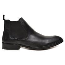 Bota Social Preta Chelsea Em Couro 020887 Bota Social Preta Chelsea Em Couro 020887