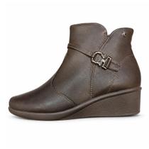 Bota Softli Anabela Cano Curto Zíper Lateral REF:10066.10423