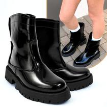 Bota Suíça Verniz Preto Salto de 4 cm Cor:pretomaterial:verniztamanho:35 Bota Suíça Verniz Preto Salto de 4 cm Cor:pretomaterial:verniztamanho:35