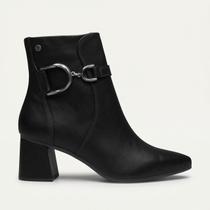 Bota Tanara Cano Curto Em Couro Preto