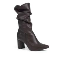 Bota Tanara em Couro de Cano Médio Feminina - Marrom - 36
