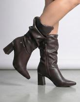 Bota Tanara Feminina Salto Bloco Couro T9563 Bota Tanara Feminina Salto Bloco Couro T9563