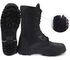 Bota Tática Coturno Zíper Lateral Lona/ Couro Militar Segurança Exército Bota Tática Coturno Zíper Lateral Lona/ Couro Militar Segurança Exército