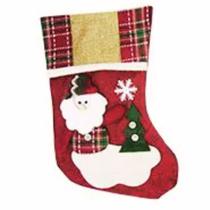 Bota Tecido Decorada Soft Enfeite de Pendurar Natalino 35 x 20 cm