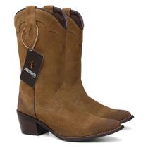 Bota Texana Bico Fino Feminina Em Camurça Ref. Fino-F-Camurça