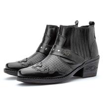 Bota Texana Butina Country Masculino Couro Legitimo Elástico