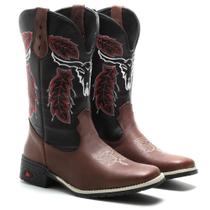 Bota Texana Country Café Masculina em Couro Legítimo