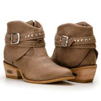 Bota Texana Country Capelli Boots em Couro Cano Curto com Fivelas Feminina
