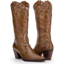 Bota Texana Country Capelli Boots em Couro com Aplicações Metálicas Feminina