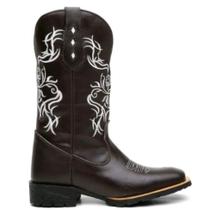 Bota Texana Country Em Couro legítimo Tribau Branca Bico quadrado