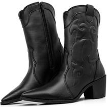 Bota Texana Country Feminina Cano Médio Bico Fino Estilo e Conforto Rodeio Barretos