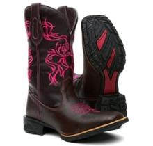 Bota Texana Country Flor Pink Feminina