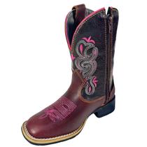 Bota Texana Country Infantil Menina Bico Quadrado Rosa Couro Bota Texana Country Infantil Menina Bico Quadrado Rosa Couro