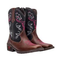 Bota Texana Country Infantil Texas Gold de Couro Cara de Boi
