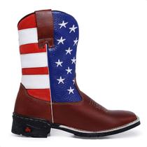 Bota Texana Country Masculina Cano Longo Marrom Americana Bico Quadrado Bota Texana Country Masculina Cano Longo Marrom Americana Bico Quadrado