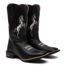 Bota Texana Country Masculina em Couro Cavalos