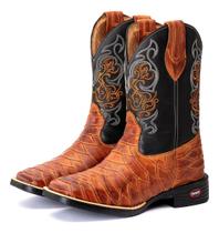 Bota Texana Country Masculina Escamada Bico Quadrado Couro Bota Texana Country Masculina Escamada Bico Quadrado Couro