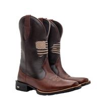 Bota Texana Country Masculina Texas Gold EUA Couro Café Bico Quadrado