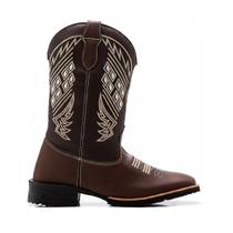 Bota Texana Couro Diamante Marrom Moda Country Passeio Rodeio