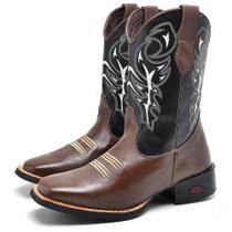 Bota Texana Couro Krn Shoes Com Salto Quadrado Costura Reforçada Sola Borracha