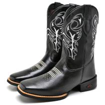 Bota Texana Couro Krn Shoes Com Salto Quadrado Costura Reforçada Sola Borracha
