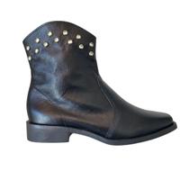 Bota Texana Couro Legítimo Preta Tachas Salto Baixo Cano Médio Bota Texana Couro Legítimo Preta Tachas Salto Baixo Cano Médio