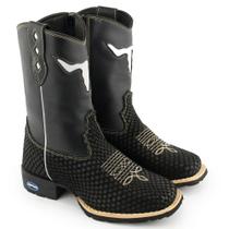 Bota Texana em Couro Bico Quadrado Infantil Moda Country para meninos - Carrero Boots