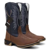Bota Texana em Couro Cano Azul Marinho Sola Jump Ref. Jump-Crazy-Marinho